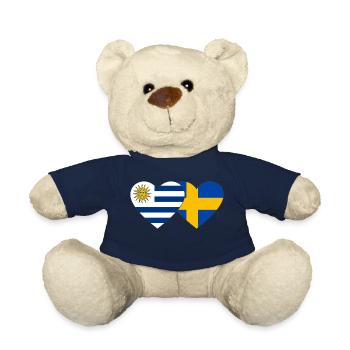 Uruguay Sweden Heart Flag - Teddy Bear - french navy - Front