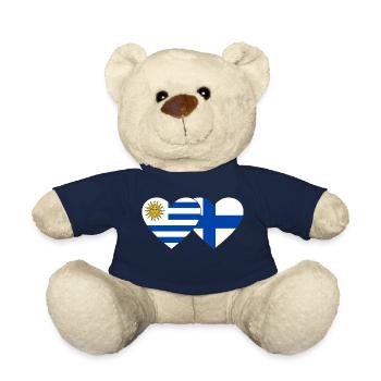 Uruguay Finland Heart Flag - Teddy Bear - french navy - Front