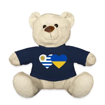 Uruguay Ukraine Heart Flag - Teddy Bear - french navy - Front
