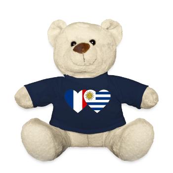 France Uruguay Heart Flag - Teddy Bear - french navy - Front