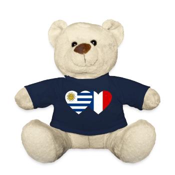 Uruguay France Heart Flag - Teddy Bear - french navy - Front