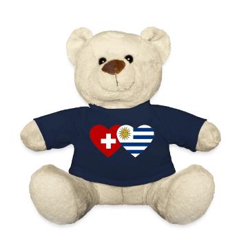 Switzerland Uruguay Flag Heart - Teddy Bear - french navy - Front