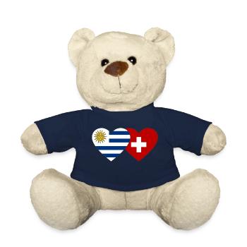 Uruguay Switzerland Heart Flag - Teddy Bear - french navy - Front