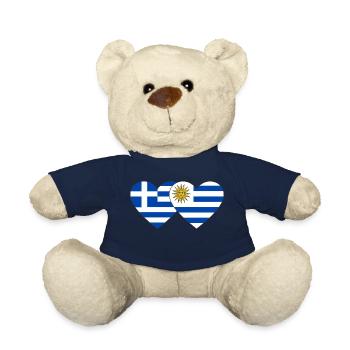 Greece Uruguay Heart Flag - Teddy Bear - french navy - Front