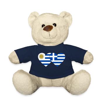 Uruguay Griechenland Herz Flagge - Teddy - French Navy - Vorne
