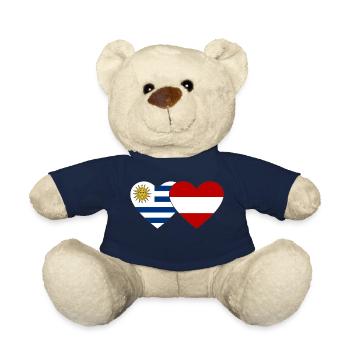 Uruguay Austria Heart Flag - Teddy Bear - french navy - Front