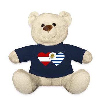 Austria Uruguay Heart Flag - Teddy Bear - french navy - Front