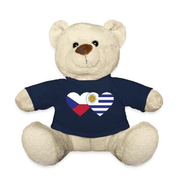 Czech Republic Uruguay Heart Flag - Teddy Bear - french navy - Front