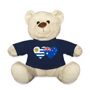 Uruguay Australia Heart Flag - Teddy Bear - french navy - Front