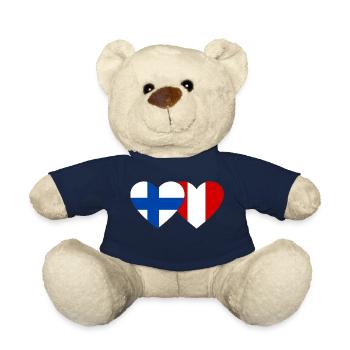 Finlande Pérou Drapeau du Cœur - Nounours - bleu marine - Devant