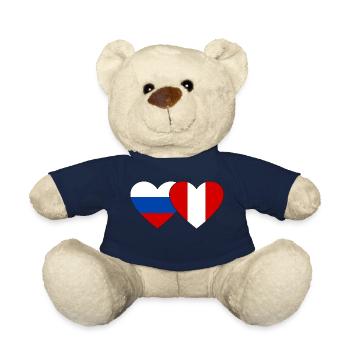 Russie Pérou Drapeau du Cœur - Nounours - bleu marine - Devant