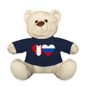 Pérou Russie Drapeau du cœur - Nounours - bleu marine - Devant