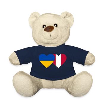 Ukraine Pérou Drapeau du Cœur - Nounours - bleu marine - Devant