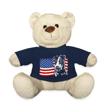 Wire Fox Terrier Amerika Fahne Hunde Wilsigns - Teddy - French Navy - Vorne
