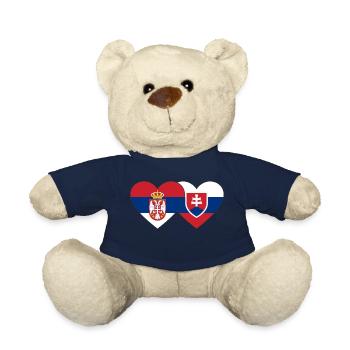 Serbia Slovakia Heart Flag - Teddy Bear - french navy - Front