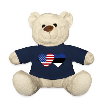 États-Unis Estonie Flag Heart - Nounours - bleu marine - Devant