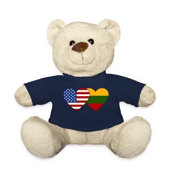 USA Litauen Flagge Herz - Teddy - French Navy - Vorne