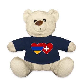 Armenien Schweiz Flagge Herz - Teddy - French Navy - Vorne