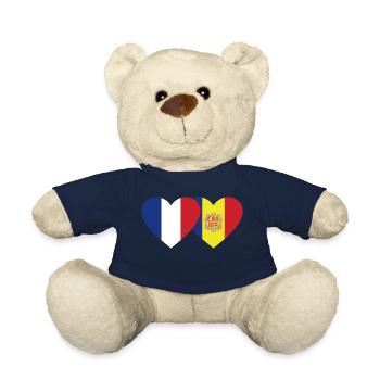 France Andorra Flag Heart - Teddy Bear - french navy - Front