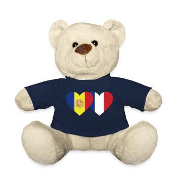 Andorre France Flag Coeur - Nounours - bleu marine - Devant
