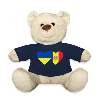 Ukraine Andorra Flagge Herz - Teddy - French Navy - Vorne