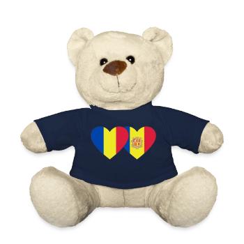 Rumänien Andorra Flagge Herz - Teddy - French Navy - Vorne