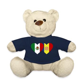 Mexico Andorra Flag Heart - Teddy Bear - french navy - Front