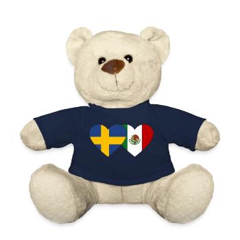 Sweden Mexico Flag Heart - Teddy Bear - french navy - Front