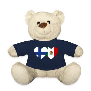 Finland Mexico Flag Heart - Teddy Bear - french navy - Front