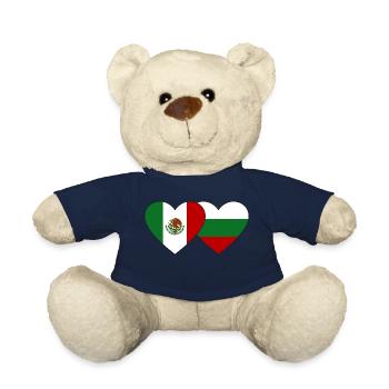 Mexico Bulgaria flag heart - Teddy Bear - french navy - Front