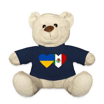 Ukraine Mexico Flag Heart - Teddy Bear - french navy - Front