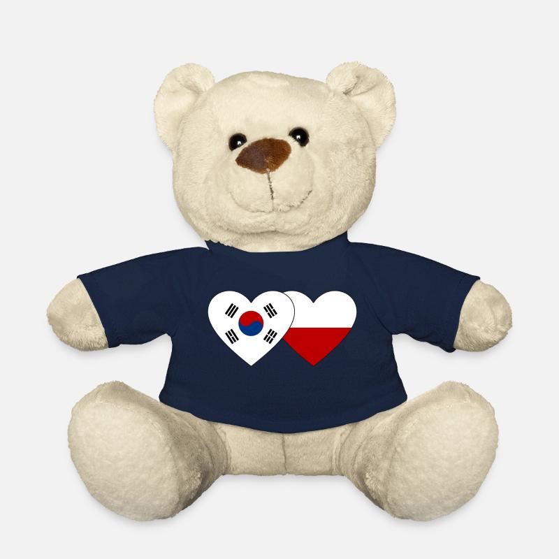 Corée du Sud Pologne Drapeau Coeur - Nounours - bleu marine