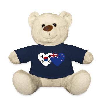 Südkorea Neuseeland Flagge Herz - Teddy - French Navy - Vorne