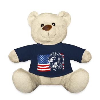 Langhaardackel Amerika Fahne Hunde Wilsigns - Teddy - French Navy - Vorne