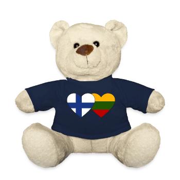 Finnland Litauen Flagge Herz - Teddy - French Navy - Vorne