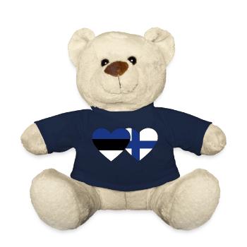 Finnland Estland Flagge Herz - Teddy - French Navy - Vorne
