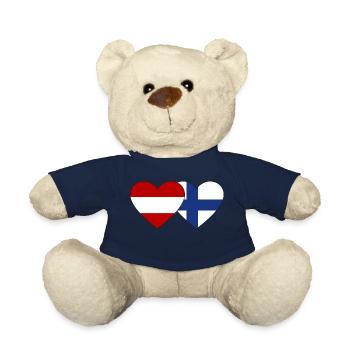 Austria Finland Flag Heart - Teddy Bear - french navy - Front