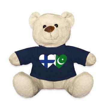 Finland Pakistan Flag Heart - Teddy Bear - french navy - Front
