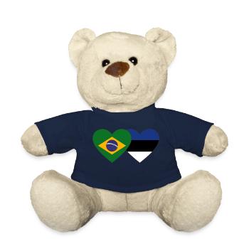 Brasilien Estland Flagge Herz - Teddy - French Navy - Vorne