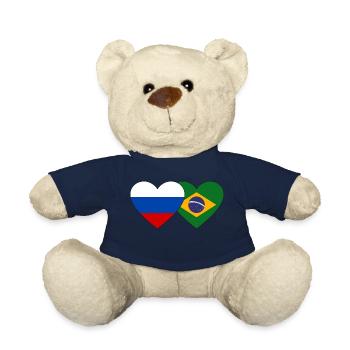 Drapeau de la Russie et du Brésil - Nounours - bleu marine - Devant