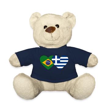Brazil Greece Flag Heart - Teddy Bear - french navy - Front
