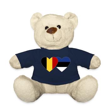 Belgique Estonie Flag Heart - Nounours - bleu marine - Devant