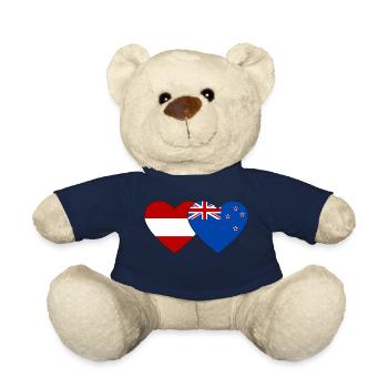 Autriche Nouvelle-Zélande Flag Heart - Nounours - bleu marine - Devant