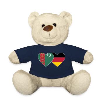 Turkmenistan Deutschland Flagge Herz - Teddy - French Navy - Vorne