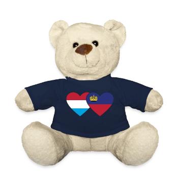 Luxemburg Liechtenstein Flagge Herz - Teddy - French Navy - Vorne