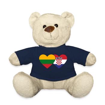 Lithuania Croatia Flag Heart - Teddy Bear - french navy - Front