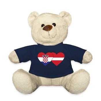 Croatia Latvia Flag Heart - Teddy Bear - french navy - Front