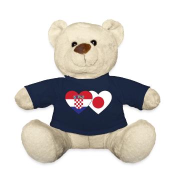 Croatia Japan Flag Heart - Teddy Bear - french navy - Front