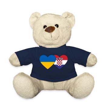 Ukraine Croatia flag heart - Teddy Bear - french navy - Front