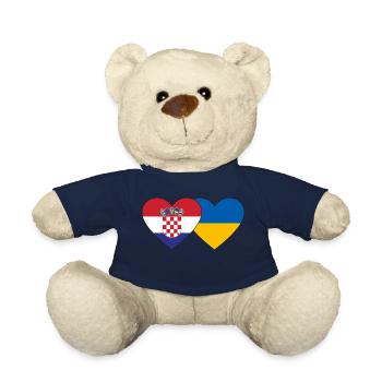 Croatia Ukraine flag heart - Teddy Bear - french navy - Front
